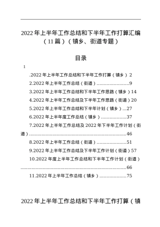 2022年上半年工作总结和下半年工作计划汇编（11篇）（镇乡、街道）.docx