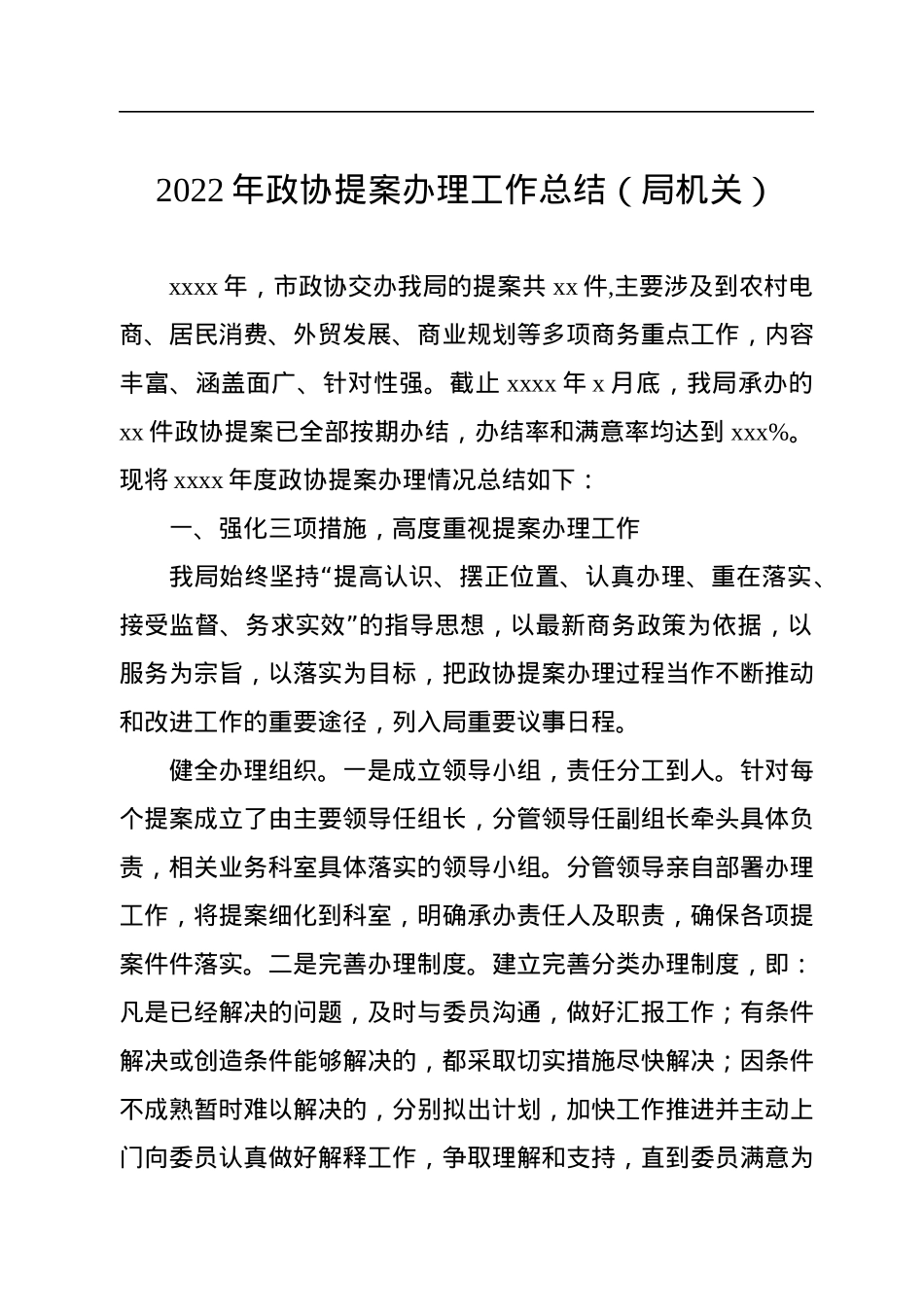 2022年政协提案办理工作总结（局机关）.docx_第1页