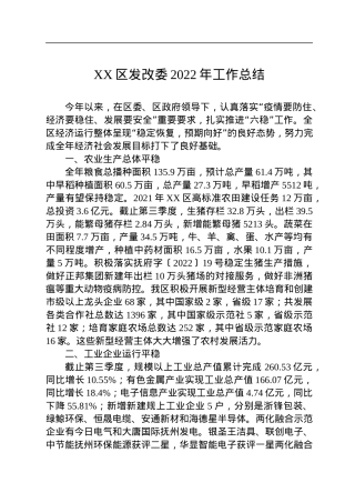 XX区发改委2022年工作总结.docx
