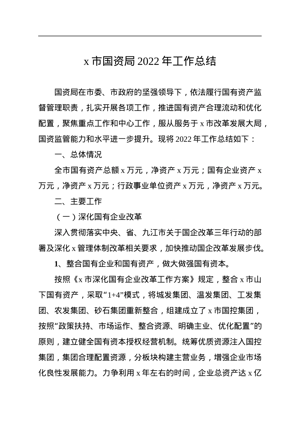 x市国资局2022年工作总结.docx_第1页