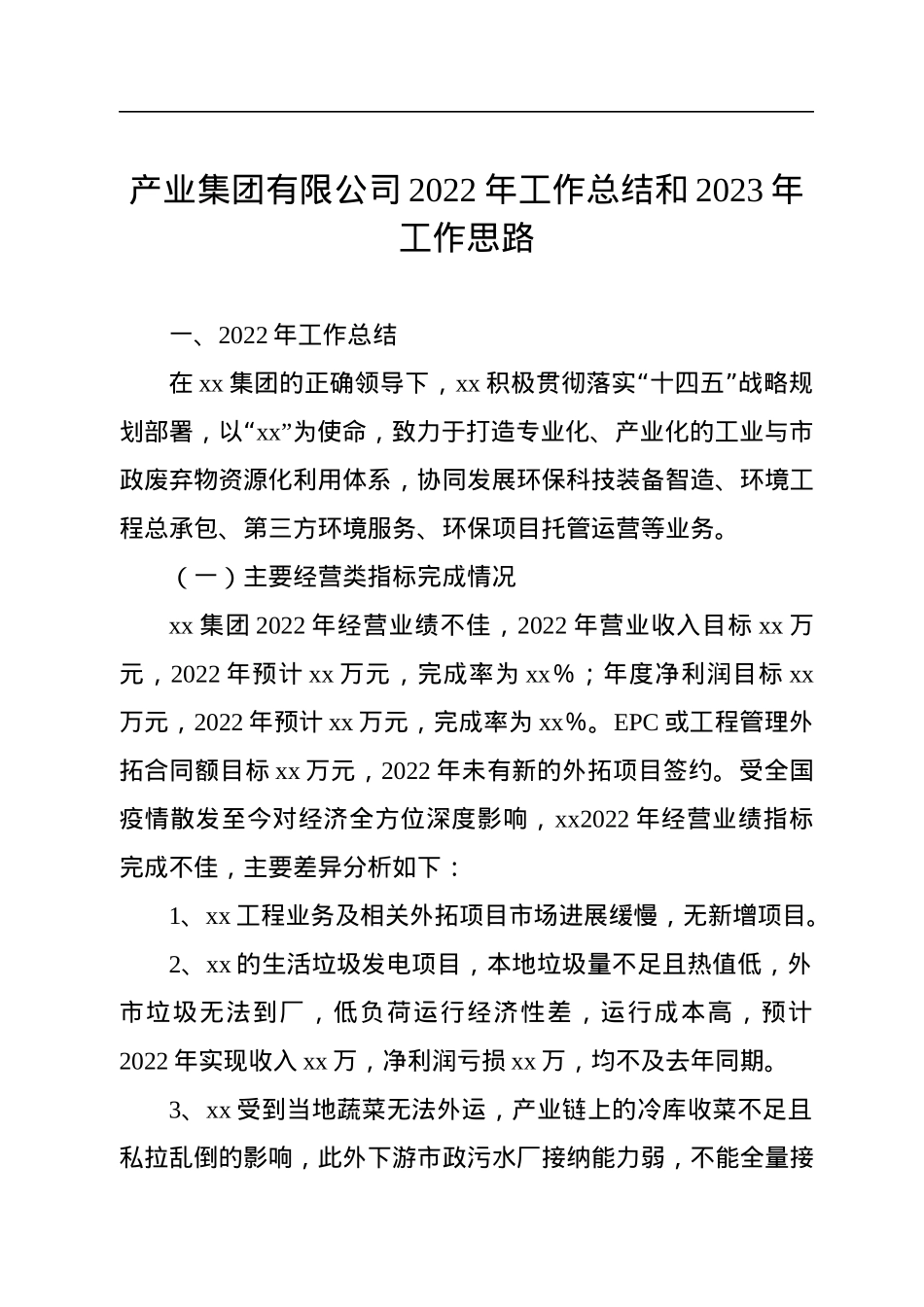 产业集团有限公司2022年工作总结和2023年工作思路.docx_第1页