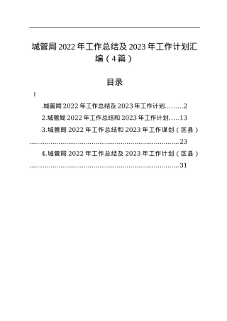 城管局2022年工作总结及2023年工作计划汇编（4篇）.docx