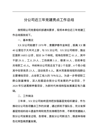分公司近三年党建亮点工作总结.docx