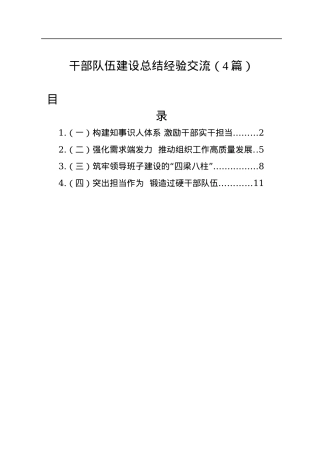 干部队伍建设总结经验交流（4篇）.docx
