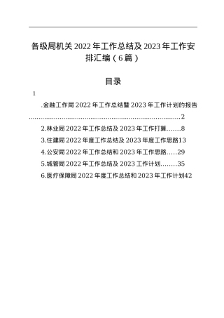 各级局机关2022年工作总结及2023年工作安排汇编（6篇）.docx