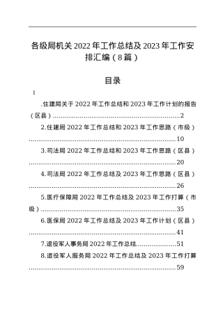 各级局机关2022年工作总结及2023年工作安排汇编（8篇）.docx