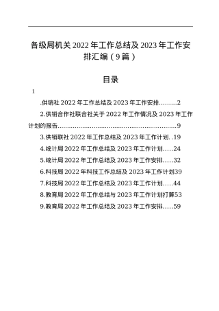 各级局机关2022年工作总结及2023年工作安排汇编（9篇）.docx