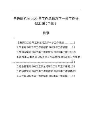 各级局机关2022年工作总结及下一步工作计划汇编（7篇）.docx