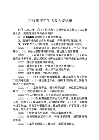 2023年民主生活会会议记录.docx