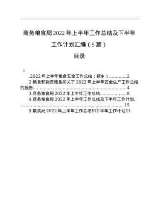 商务粮食局2022年上半年工作总结及下半年工作计划汇编（5篇）.docx