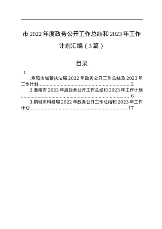 市2022年度政务公开工作总结和2023年工作计划汇编（3篇）.docx