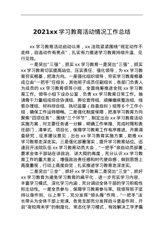 2021党史学习教育活动情况工作总结.docx