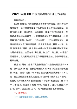 2021年度XX市反走私综合治理工作总结.docx