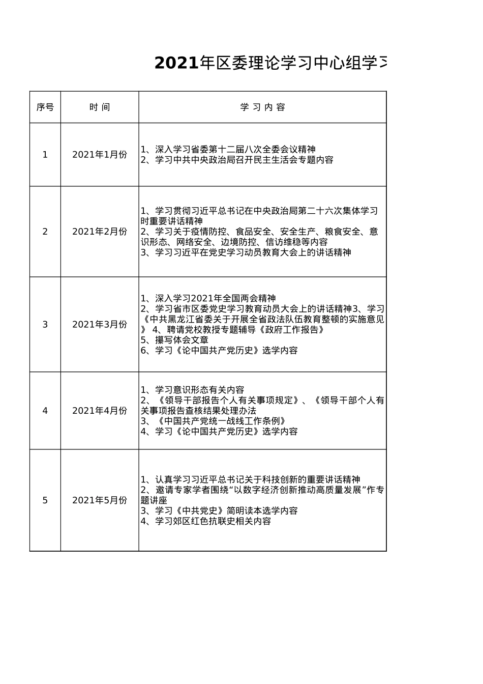 2021年区委理论学习中心组学习计划表.xls_第1页
