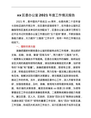 xx区委办公室2021年度工作情况总结.Doc