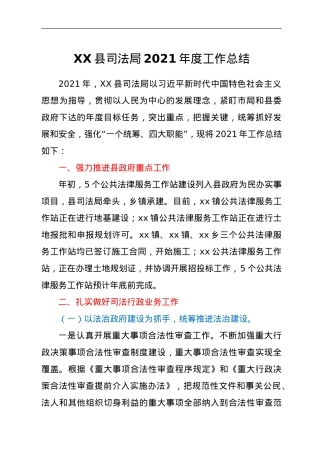 XX县司法局2021年度工作总结.doc
