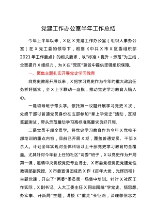 党建工作办公室半年工作总结.doc