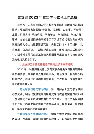 党支部2021年党史学习教育工作总结.docx