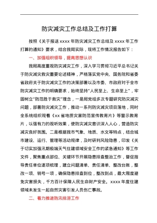 防灾减灾工作总结及工作打算.docx