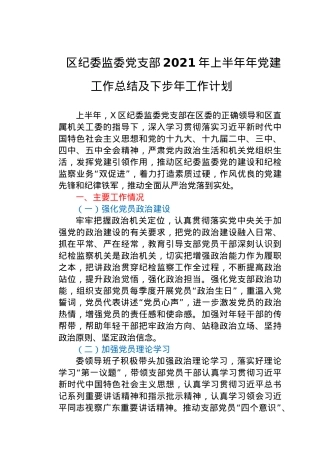 纪委监委党支部2021年上半年党建工作总结.docx