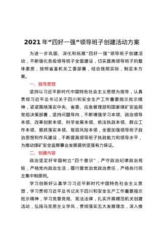 2021年“四好一强“领导班子创建活动方案.docx