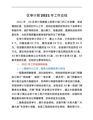 区审计局2021年工作总结.docx