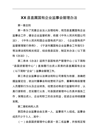 XX县直属国有企业监事会管理办法.docx