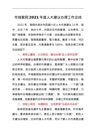 市城管局2021年度人大建议办理工作总结.doc