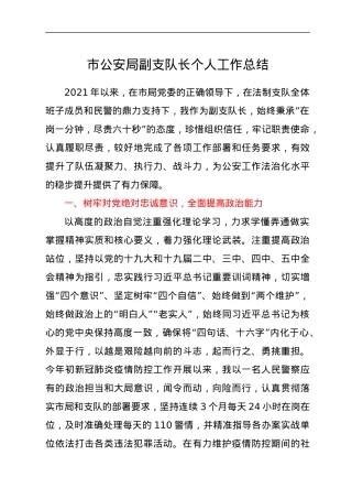 市公安局副支队长个人工作总结.docx