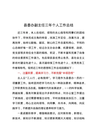 县委办副主任三年个人工作总结.doc