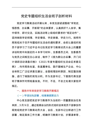 党史专题组织生活会班子剖析材料.doc