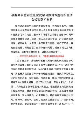 党史专题组织生活会个人剖析材料.docx