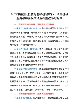 第二批检察队伍教育整顿经验材料：动真碰硬整治顽瘴痼疾 推动查纠整改落地见效.docx