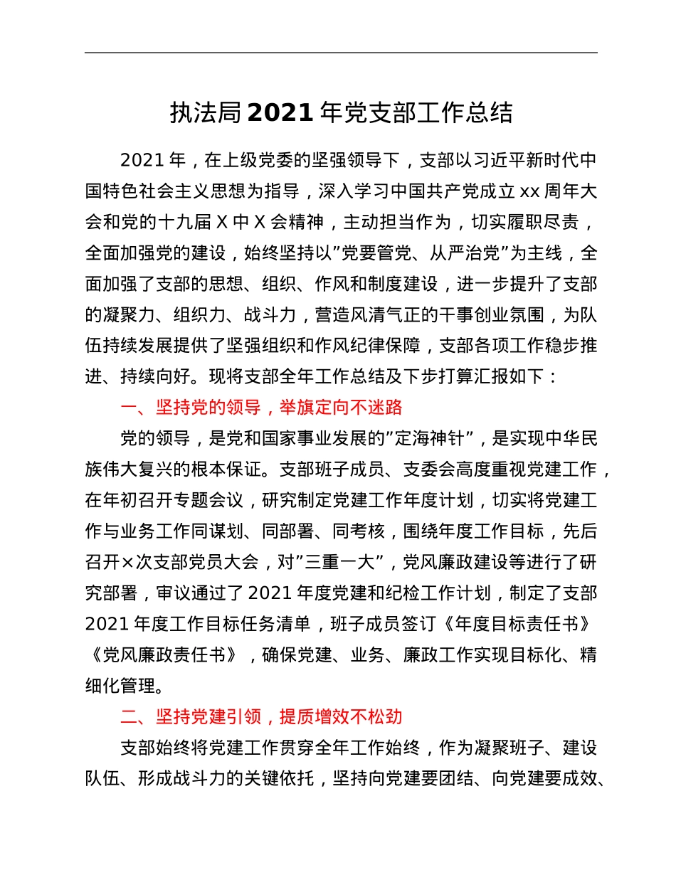 执法局2021年党支部工作总结.Doc_第1页