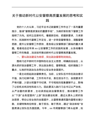 关于推动新时代公安督察高质量发展的思考和实践.docx