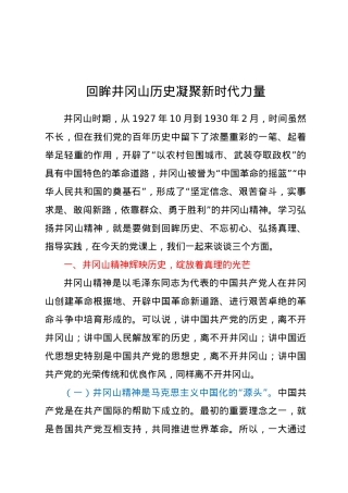 【党课】专题党课回眸井冈山历史  凝聚新时代力量.docx