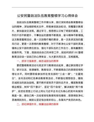 公安民警政法队伍教育整顿学习心得体会.doc