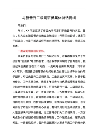 与新晋升二级调研员集体谈话提纲.docx