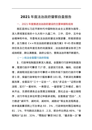 2021年度法治政府督察自查报告.docx