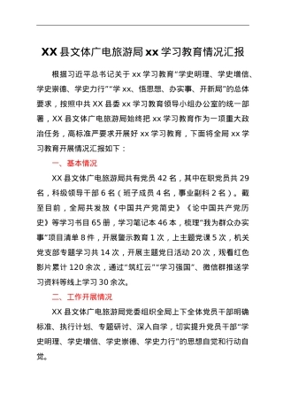 XX县文体广电旅游局党史学习教育情况汇报.doc