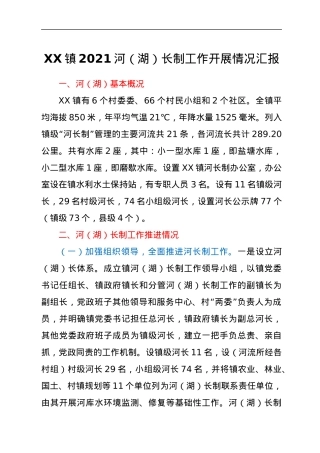 XX镇2021河（湖）长制工作开展 情况汇报.docx