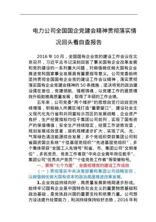 电力公司全国国企党建会精神贯彻落实情况回头看自查报告.docx