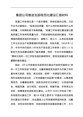 公司推进支部规范化建设总结汇报.docx