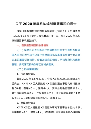 关于2020年度机构编制重要事项的报告.docx