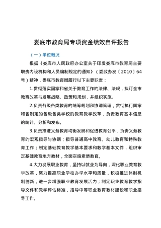 关于专项资金绩效的自评报告.doc