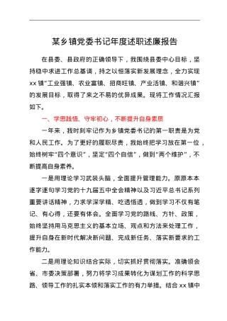 某乡镇党委书记年度述职述廉报告.doc