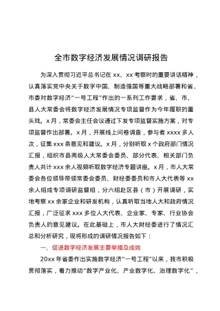 全市数字经济发展情况调研报告.doc