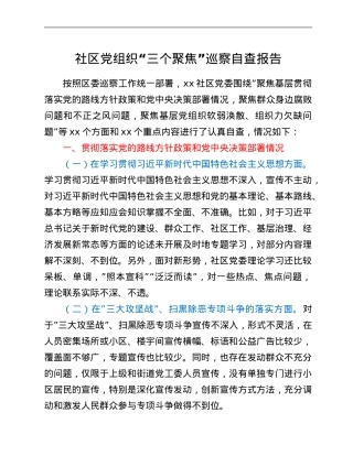 社区党组织“三个聚焦”巡察自查报告.Doc