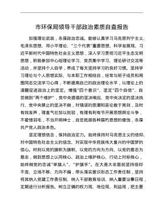 市环保局领导干部政治素质自查报告.Doc