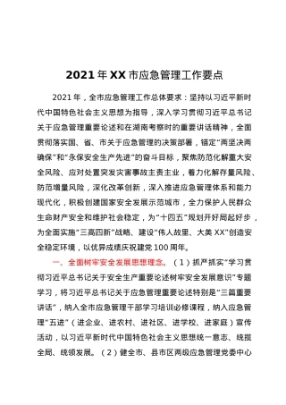 2021年XX市应急管理工作要点.docx